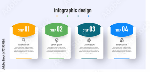 Business infographics template. timeline with 4 steps, options. can be used for workflow diagram, info chart, web design. vector illustration.
