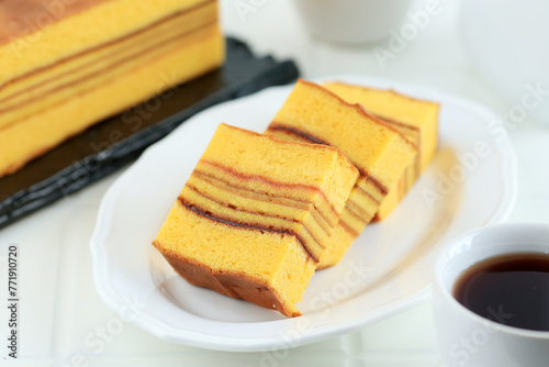 Lapis Philipine or Legit Filipin, Thousand Layer Cake with Sponge Cake. photo