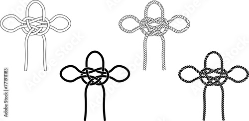 Jury mast knot rope icon set