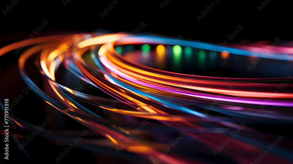 Curves of Coloured lights on Black Curves of Coloured lights on Black