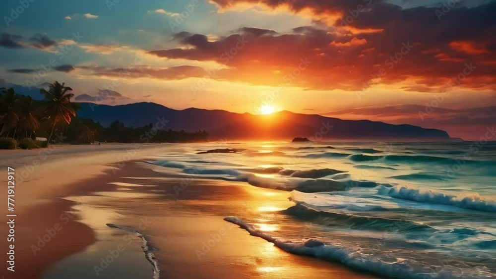 Cinematic And Beautiful Sunset On The Beach