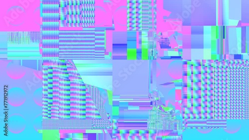 Vaporwave Glitch Art Computer Error Webcore Glitchy Gradient Blue Pink Patterns Chaos Entropy Messed Up Digital World DJ VJ Music Festival Looping Background Animation Backdrop Weird Stuff 1990s 2000s photo