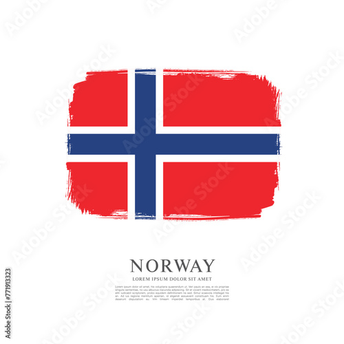 Norway flag made in brush stroke background