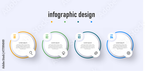 Business infographics circle template. timeline with 4 steps, options. can be used for workflow diagram, info chart, web design. vector illustration.