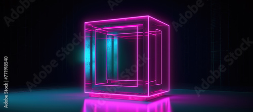 Wallpaper Mural colorful line box neon lights 126 Torontodigital.ca