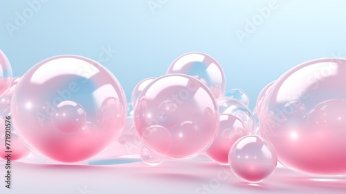 Background featuring a harmonious blend of soft pink blush and delicate baby blue spheres
