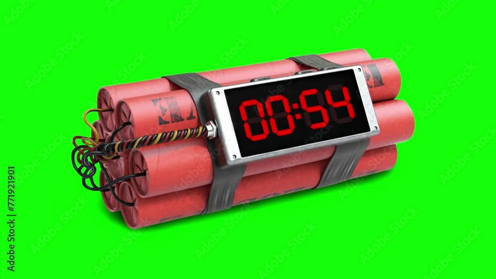 One Minute Dynamite Or Bomb Countdown Timer Green Screen In 4K 