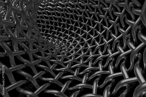 3D silver metal mesh illustration.  Bright abstract  ornament textured background.