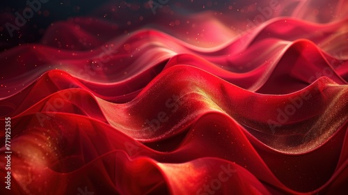 3D red luxury abstract background overlap layers on dark space with golden waves effect decoration. Graphic design element future style concept for flyer, card, brochure cover, or landing page