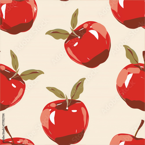 Seamless pattern with red apples. Vector illustration in flat style.
