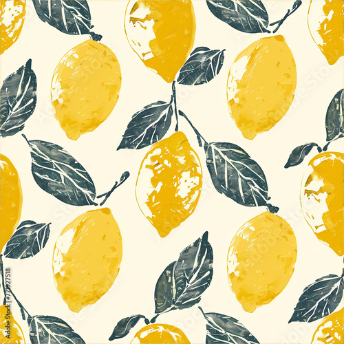 Seamless pattern with hand drawn lemons. Vector illustration.