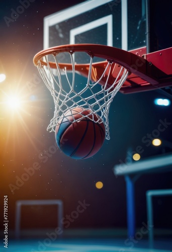 A basketball sails through the air, swooshing into the hoop on the basketball court with precision © SR Creative Idea