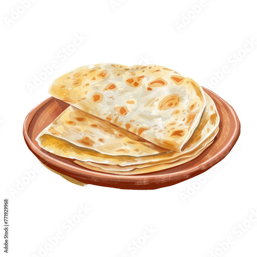 Stack of tortillas on plate, staple food in Mexican cuisine