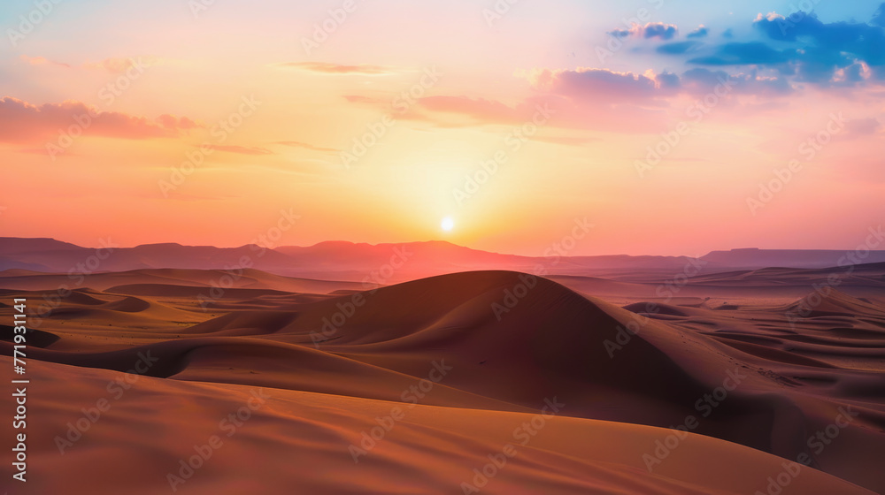 Desert against sky during sunset
