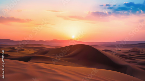 Desert against sky during sunset