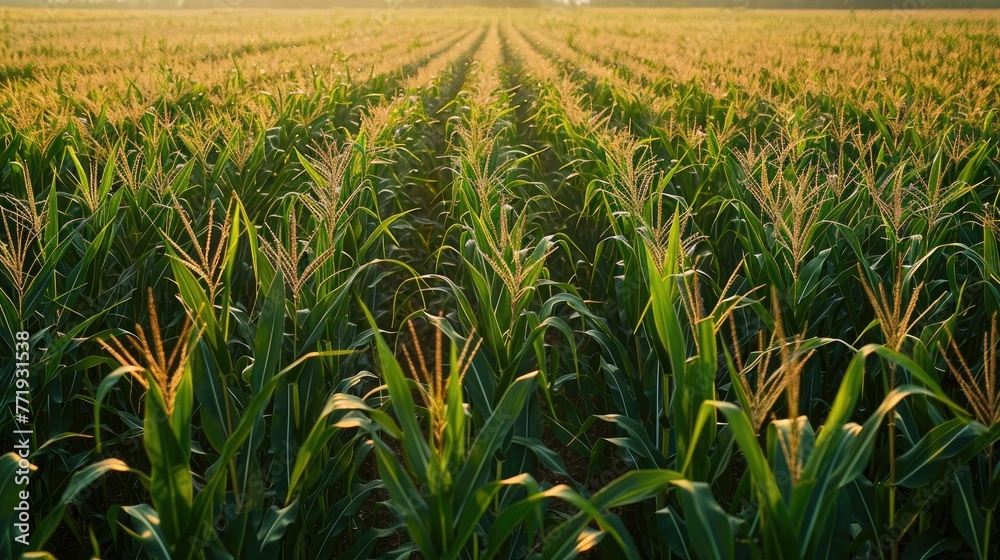 Obraz premium Corn field at sunset