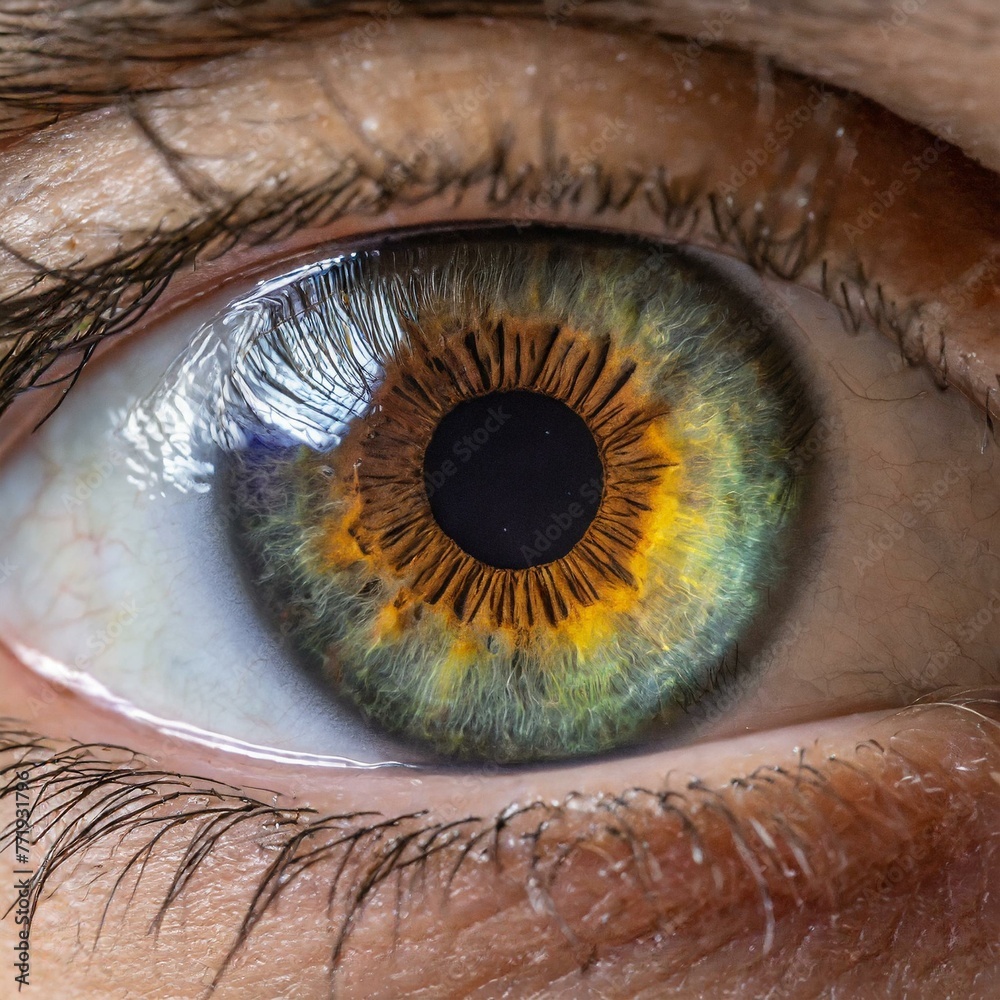 Iridescent Insight: Stunning Colorful Human Eye Revealing Unique Patterns