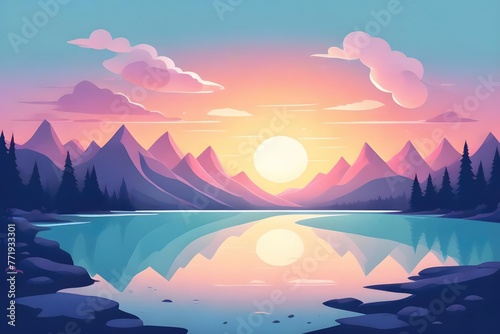 As the day fades, a breathtaking sunset casts its hues over the serene lake © SR Creative Idea