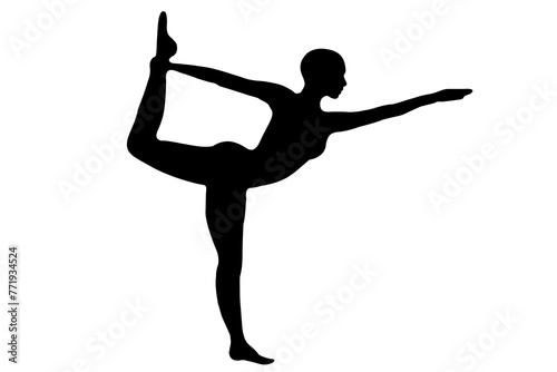 silhouette woman in yoga movements pilates body exercise vector image isolated on white transparent background