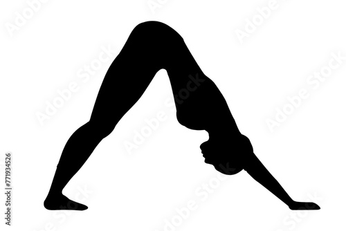 silhouette woman in yoga movements pilates body exercise vector image isolated on white transparent background