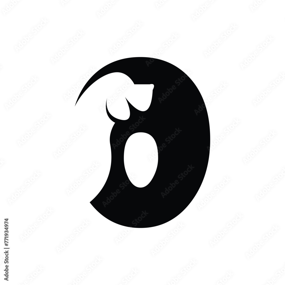 O letter with a negative space dog logo O letter with a negative space dog logo
