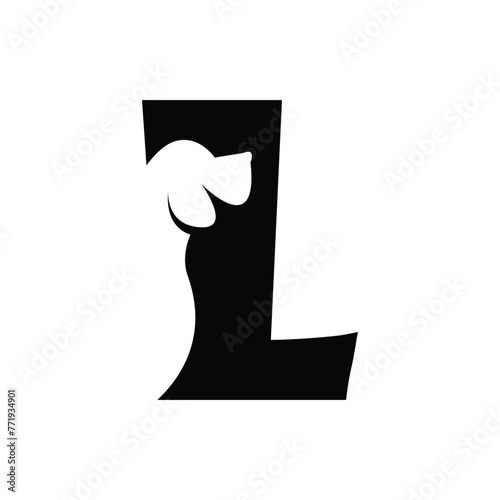 L letter with a negative space dog logo