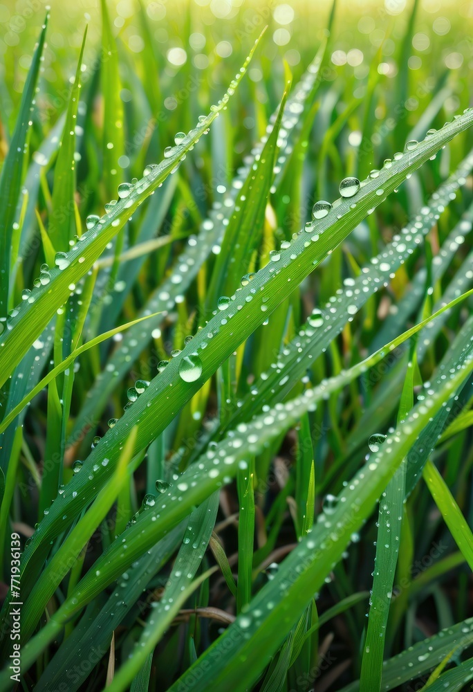 rainwater droplets on lush green grass after a refreshing shower, capturing nature's beauty rainwater droplets on lush green grass after a refreshing shower, capturing nature's beauty