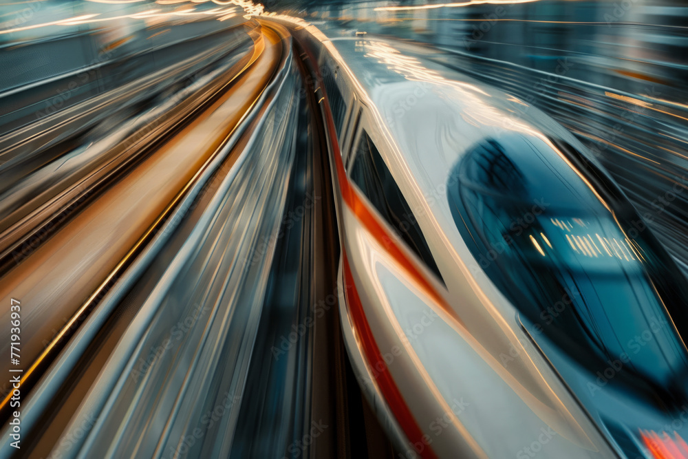 Chinese high-speed train captured in motion blur Chinese high-speed train captured in motion blur