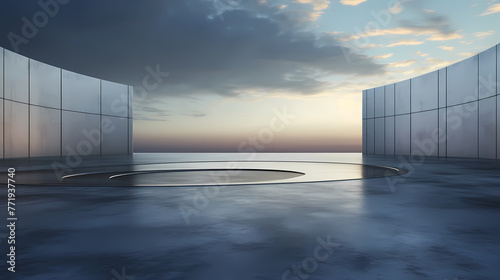 Wallpaper Mural 3D rendering futuristic building background with empty concrete floor Torontodigital.ca
