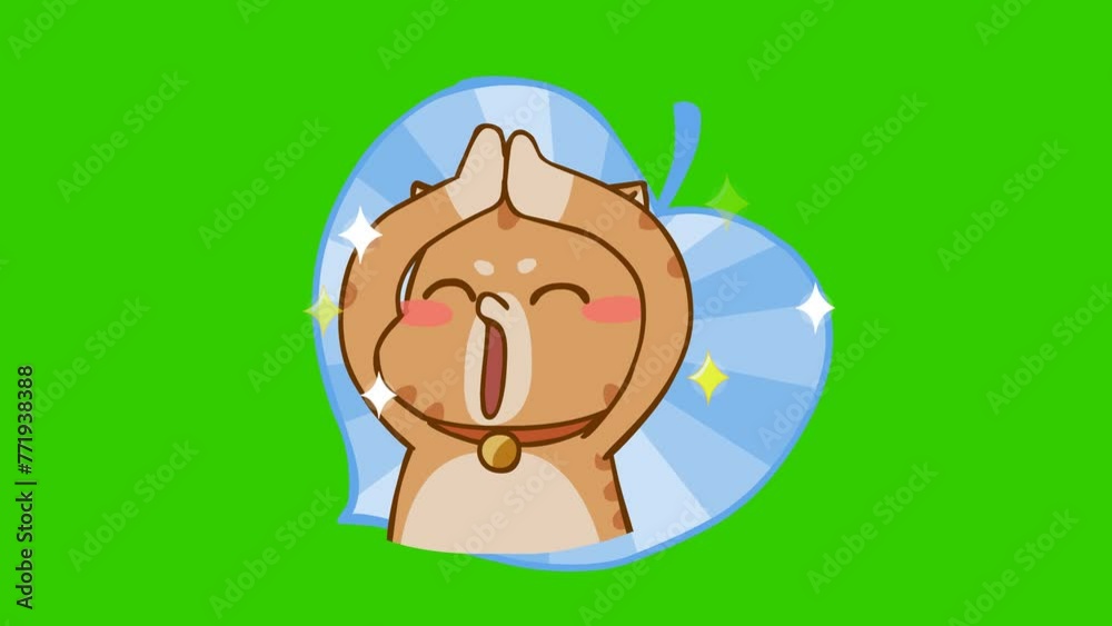 Amen animation, Cute cat on green screen