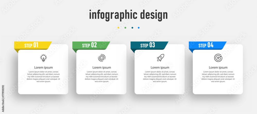 Infographic design for business concept with Can be used for info graphics, flow charts, presentations, web sites, banners, label template with icons. 4 options or steps.