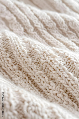 Intricate Artistry of Handmade KF Knitting Stitch in Soft Neutral Hue: A Closer Look