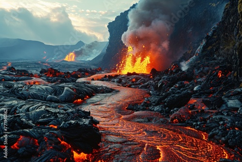 volcanic eruption on the island