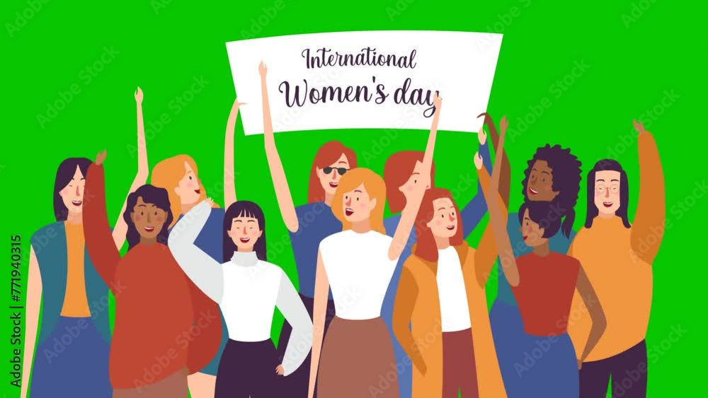 Vidéo Stock Happy Women's Day animation with females of different ...
