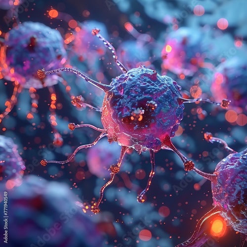Scientific breakthrough in cancer treatment, visualization of targeted drug molecules, lab environment , octane render