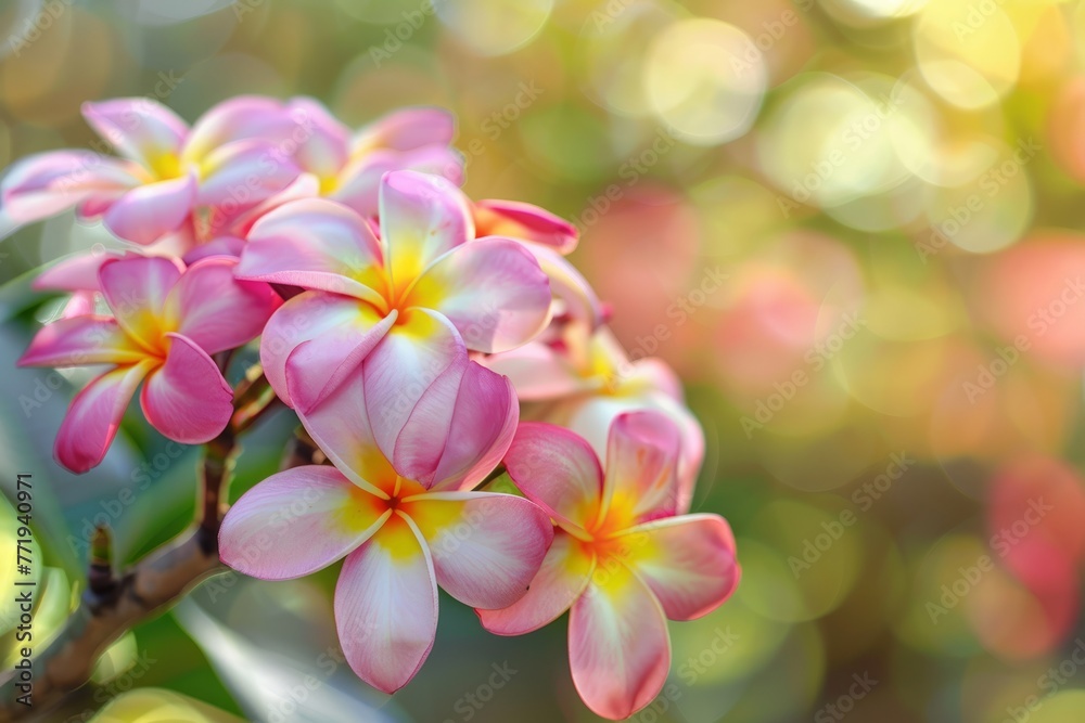 A beautiful backdrop of fragrant plumeria flowers A beautiful backdrop of fragrant plumeria flowers