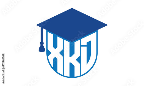 XKD initial letter academic logo design vector template. school college logo, university logo, graduation cap logo, institute logo, educational logo, library logo, teaching logo, book shop, varsity