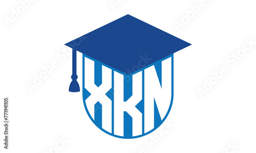 XKN initial letter academic logo design vector template. school college logo, university logo, graduation cap logo, institute logo, educational logo, library logo, teaching logo, book shop, varsity