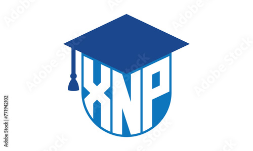 XNP initial letter academic logo design vector template. school college logo, university logo, graduation cap logo, institute logo, educational logo, library logo, teaching logo, book shop, varsity