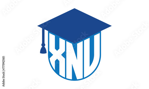 XNV initial letter academic logo design vector template. school college logo, university logo, graduation cap logo, institute logo, educational logo, library logo, teaching logo, book shop, varsity