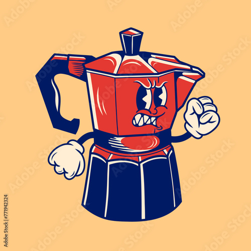 Retro character design from moka pot