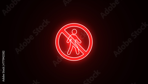 Free Download Neon bright walking forbidden icon. neon line No entry sign, no pedestrian icon. - GFXLoad