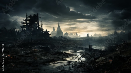 Wallpaper Mural  Post-Apocalyptic Metropolis Decay. Torontodigital.ca