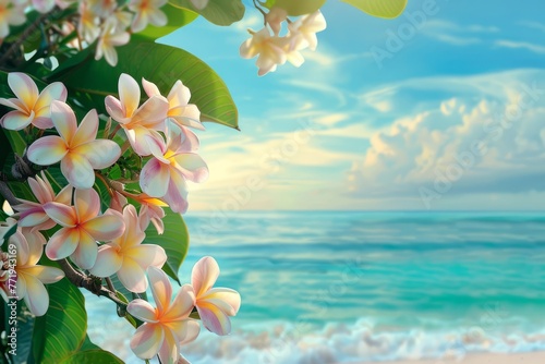 A beautiful backdrop of fragrant plumeria flowers