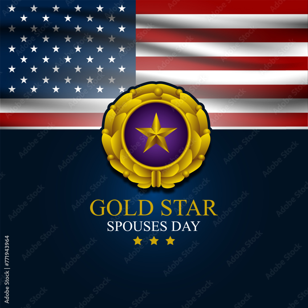 Happy Gold Star Spouses Day Background Vector Illustration - obrazy, fototapety, plakaty 