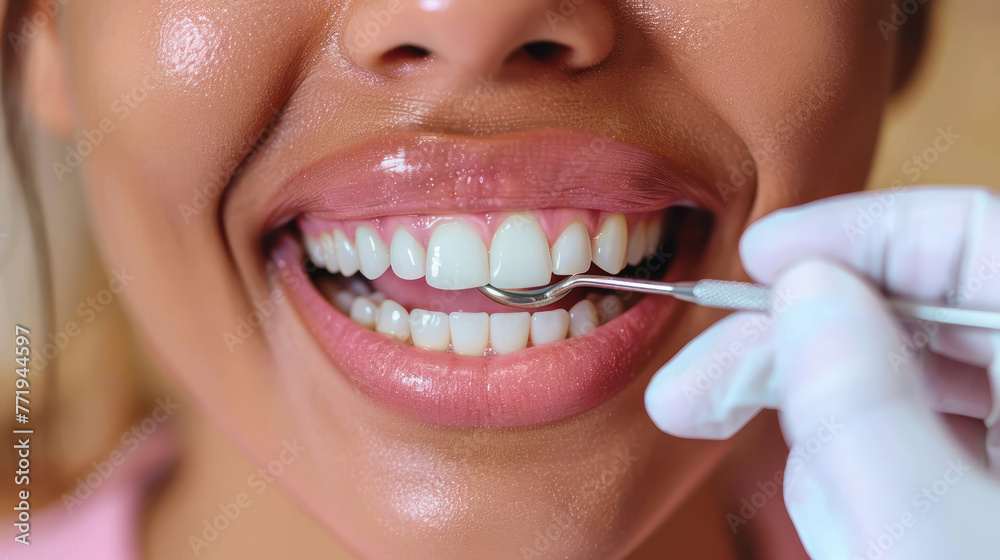 Fototapeta premium Person Brushing Their Teeth Up Close