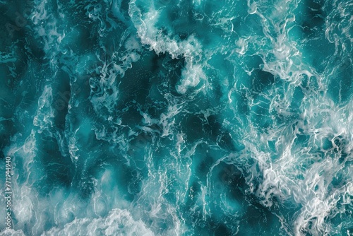 Above, an aerial view of turquoise ocean water. Generative Ai © Planum