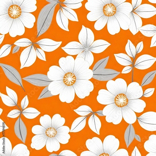 black and orange all over floral pattern design.