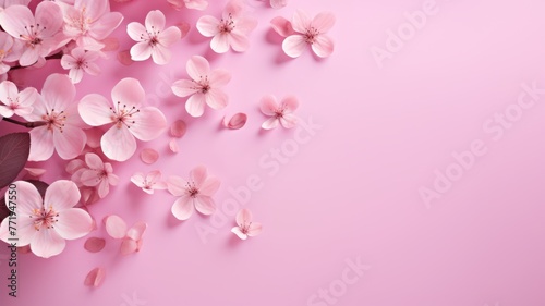 Cherry blossoms with a gradient pink hue - A spray of cherry blossoms adorns one edge, against a gradient pink canvas signifying warmth and love