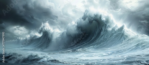 A massive wave, with its towering, swirling water and the power of nature at work., photography, ultra realistic details